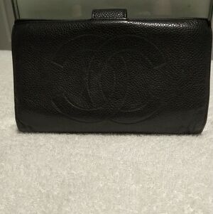 Authentic Chanel Black Caviar Long Wallet